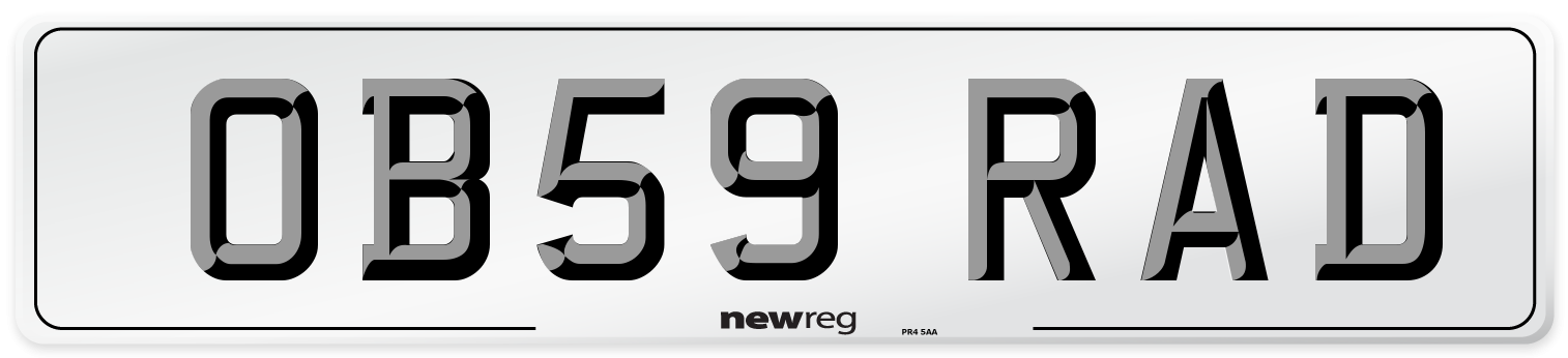 OB59 RAD Number Plate from New Reg